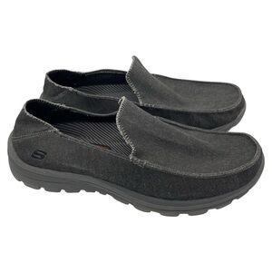 Skechers Superior charcoal gray canvas memory foam loafer sneakers men Size 9.5